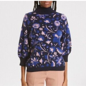 Ted Baker London Cashmere Wool Blend Floral Sweater 3/4 Sleeves VGC Size 4